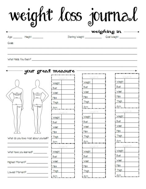 Free Weight Loss Journal Printables